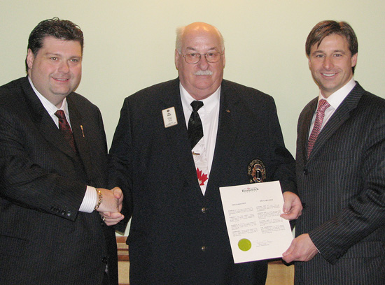 From left: Miramichi-Bay du Vin MLA Bill Fraser; Tim Hoban, past District Governor for Lions Club District 41 N1, and Graham. 